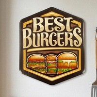 Hochwertiges Wandschild Eisen Best Burgers Im Retrodesign, Gestanzt, H.45 Cm