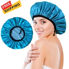 Shower Cap for Women, Large Caps Reusable Waterproof with Set H 