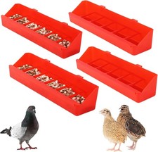 4 Pack No Mess Quail Feeder Removable 6 Slots Hanging Chicken Feeder Trough