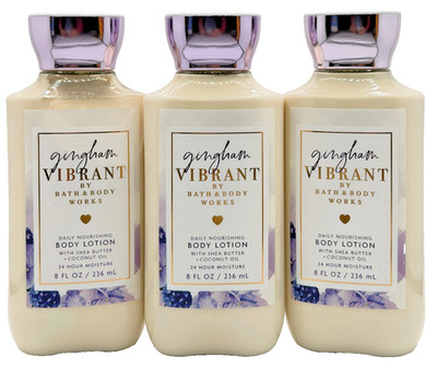 NEW Bath & Body Works Lot of 3 Bottles Gingham Vibrant Body Lotion Cream 8 oz