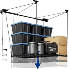 Overhead Garage Lifting Storage Rack 4x4 Ft Heavy-Duty Metal Garage Ceiling Rack