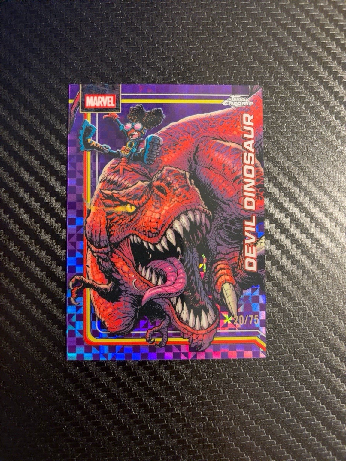 2026 Topps Chrome Marvel Devil Dinosaur #110 Purple RayWave Refractor /75