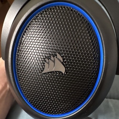 Corsair Black Blue Wired Over-Ear Headset Boom Microphone Adjustable Headband