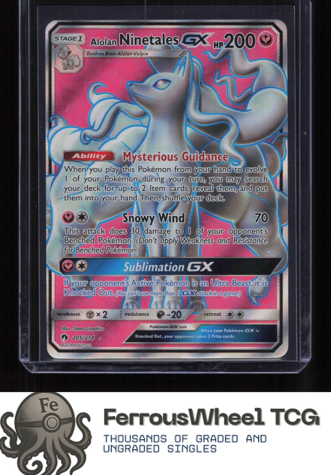 Alolan Ninetales GX (Full Art) 205/214 - SM - Lost Thunder - (NM)