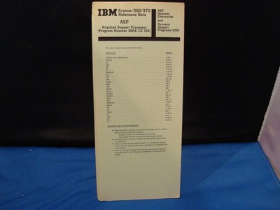 Vintage IBM System/360/370  Reference Data  ASP card Good condition