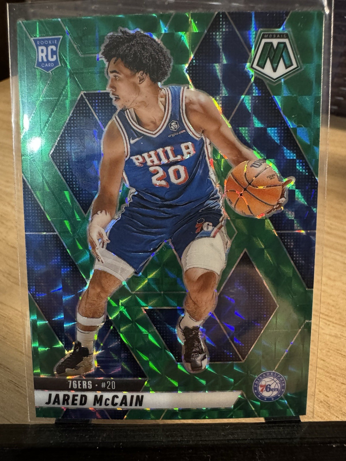 2024-25 Panini Mosaic - Rookies Jared McCain #228 Green Mosaic Prizm (RC)