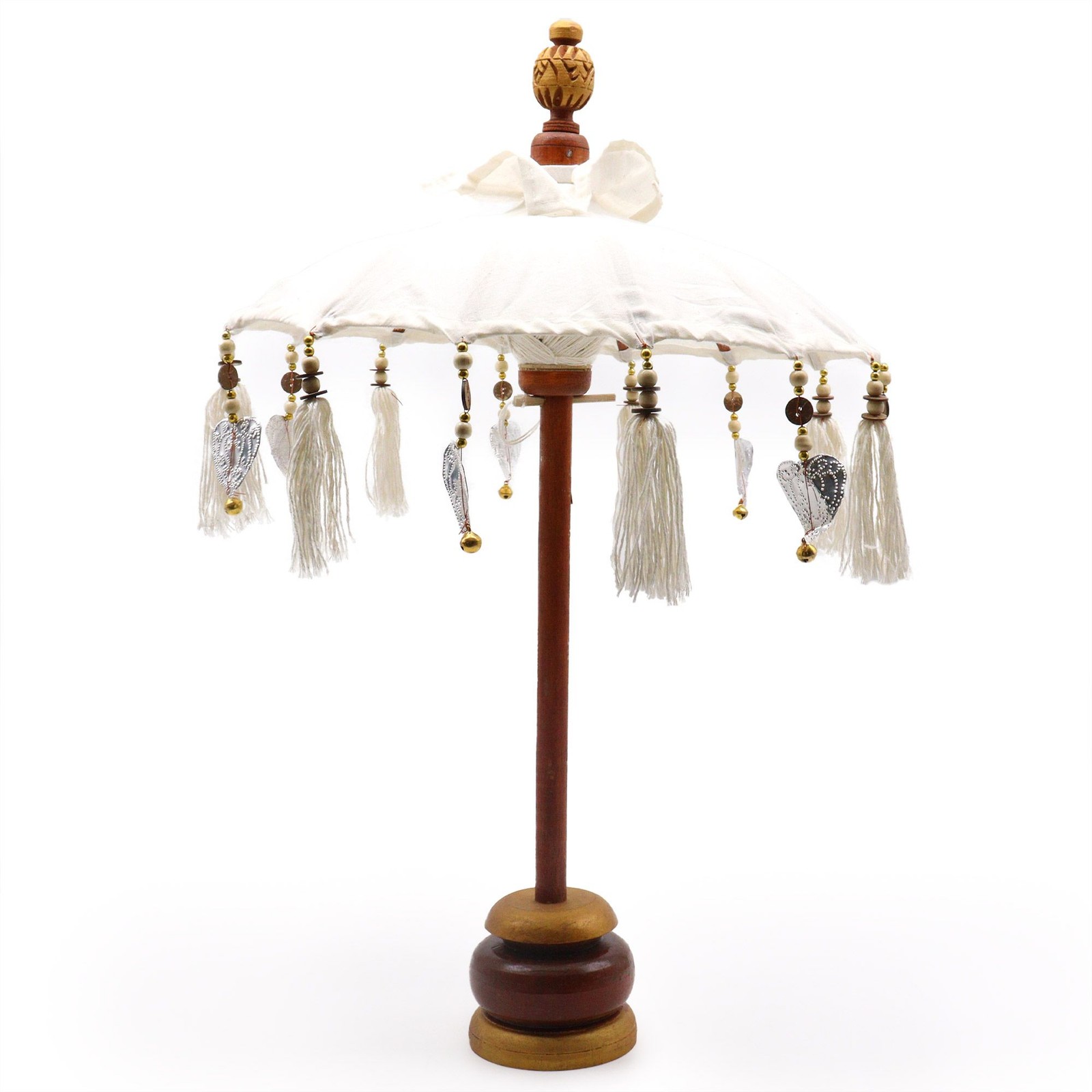 Balinese Handcrafted Ornamental Casual Parasol  Natural Canvas  40cm UK STOCK