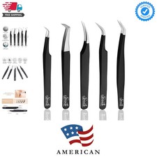 Eyelash Extension Tweezers for Classic  Volume Lashes, 5-Pack, Black