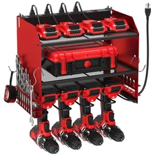 TLGREEN Power Tool Organizer Wall Mount with Charging Station, 4 Drill Holder...