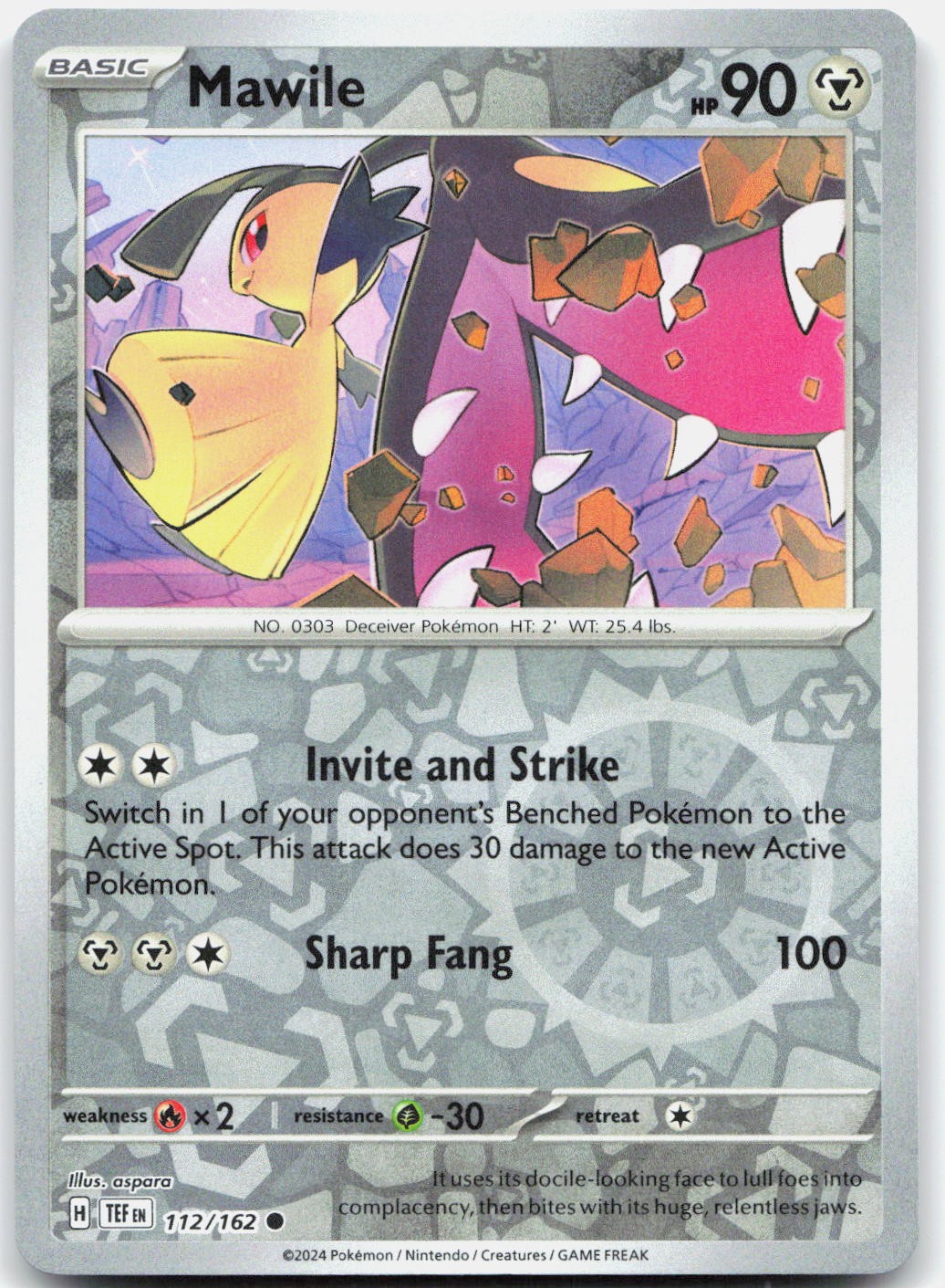 Mawile 112/162 Common Temporal Forces Pokemon Reverse Holo Near Mint