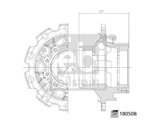 FEBI BILSTEIN 180508 Wheel Hub Rear Suspension 375mm Outer Diameter Fits SCANIA
