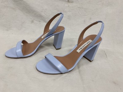 Aquazzura So Nude Womens US 7 EU 37 Baby Blue Leather Slingback Kitten Heels