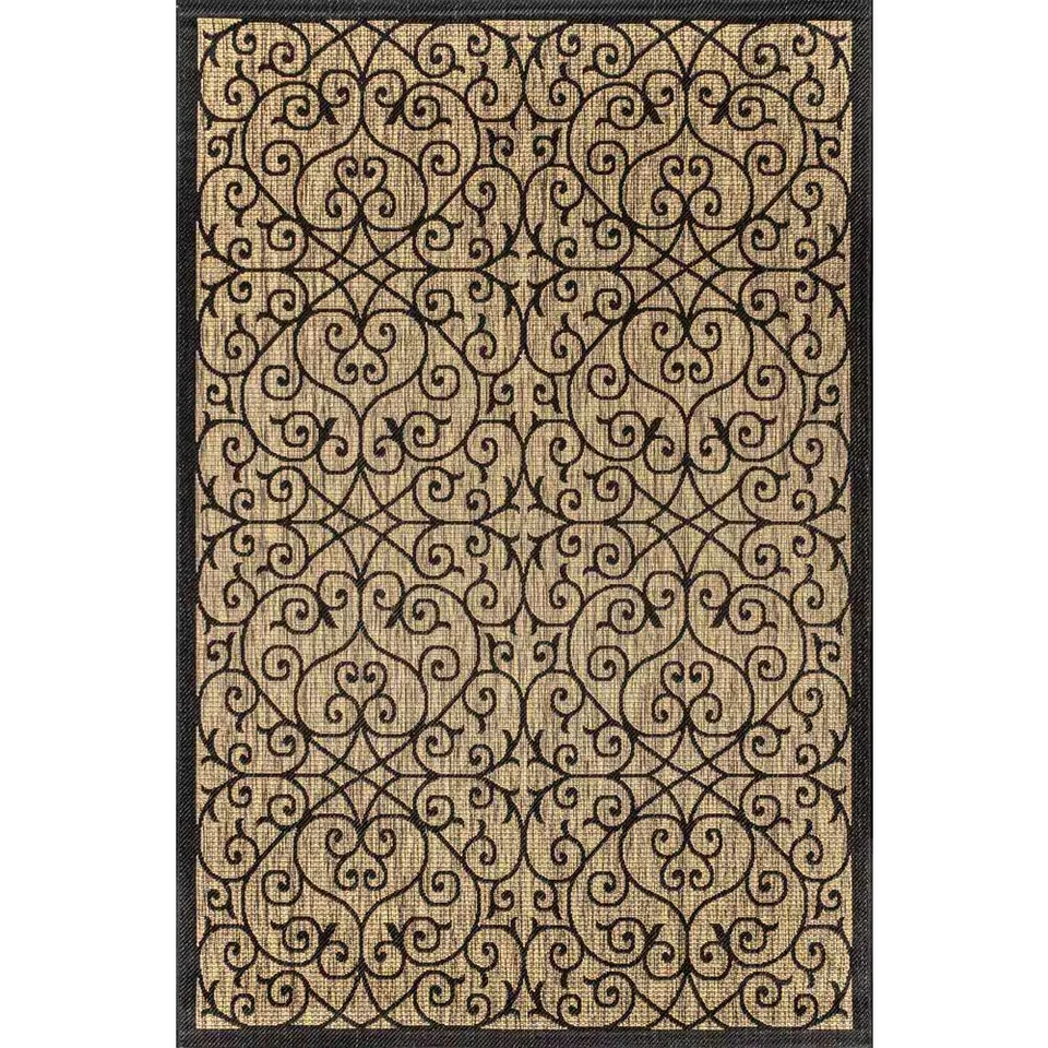 Madrid Vintage Filigree Black/Khaki 7 Ft. 9 In. X 10 Ft. Textured Weave Indoor/O - Image 2 of 4