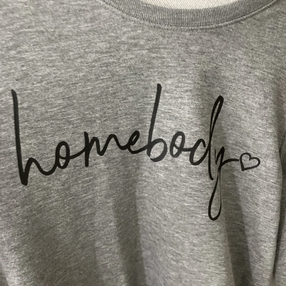 Sudadera para mujer moderna de lona con gráfico gris talla pequeña Foto 2 de 4