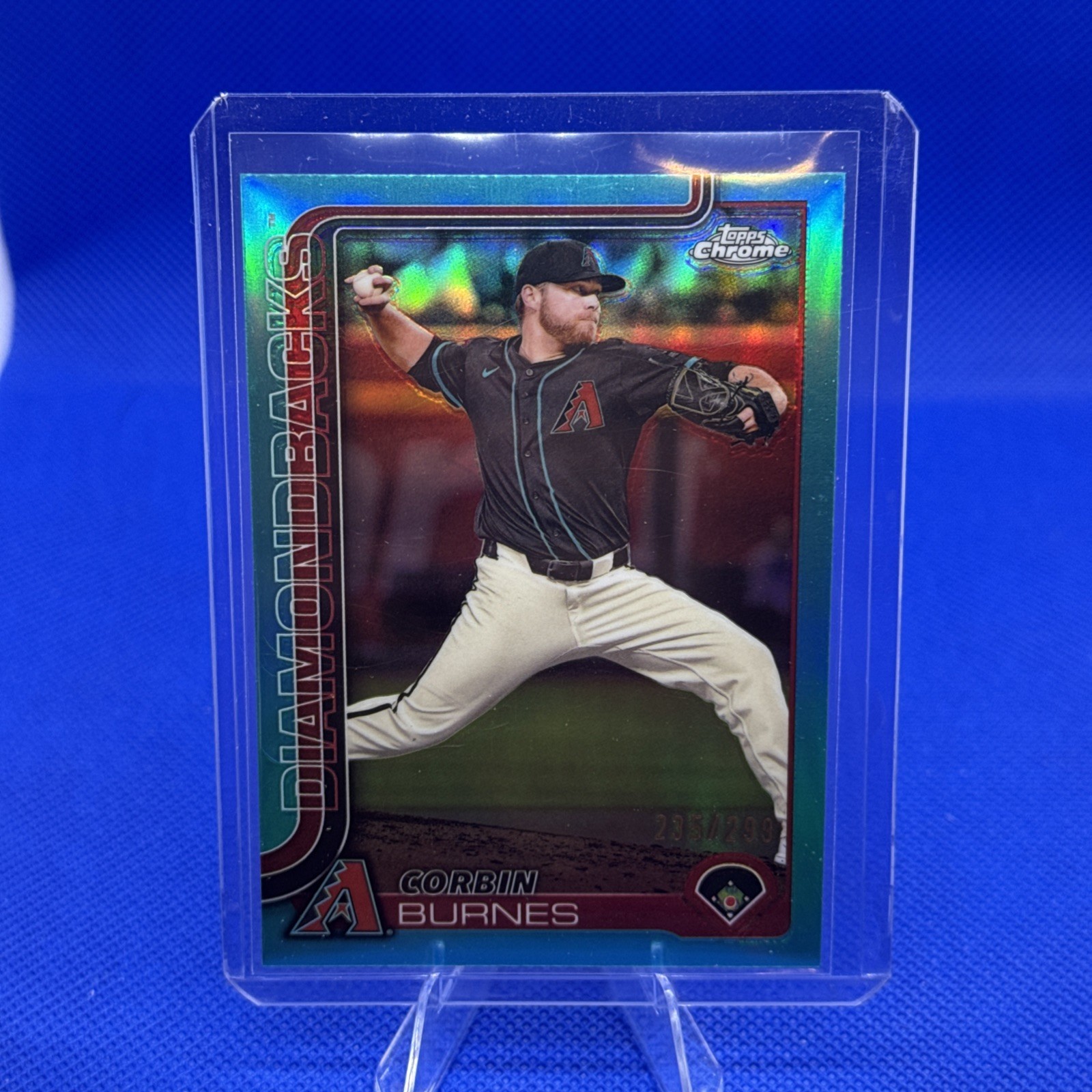 Corbin Burnes 2025 Topps Chrome Teal Refractor /999 Diamondbacks #17