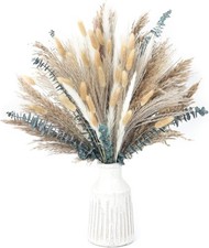 120PCS Dried Pampas Grass Bouquet w/ Eucalyptus Rustic Boho Wedding Decor