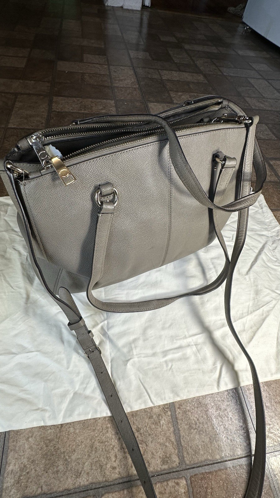 Authentic Coach Solid Gray Leather Crossbody Shou… - image 8