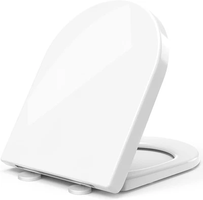 STOREMIC Toilet Seat Soft Close White D Shape, Soft Close Toilet Seat