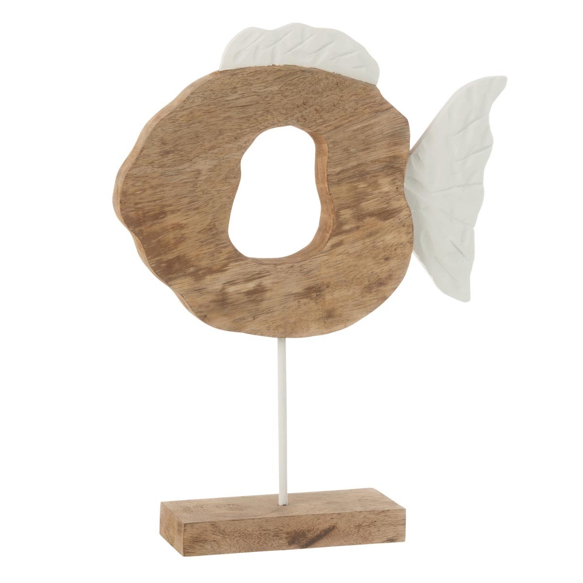 Statuette poisson rond en bois naturel Vernon pour ambiance bord de mer chic