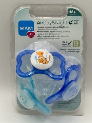 3 PACK MAM Air Day & Night (Glow-in-the-Dark) Pacifiers 16+ Months BRAND NEW