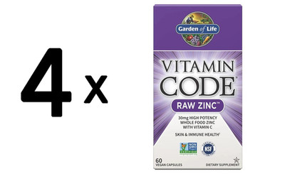 4 x Garden of Life Vitamin Code RAW Zinc - 60 vegan caps (333,12 EUR/kg)