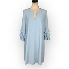 Vince Camuto Pleated Sleeve Float Shift Dress Women's 8 Sky Blue Short Length
