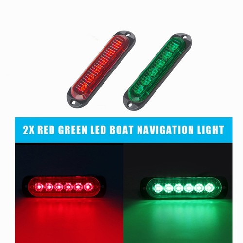 2PCS Bright Green 12V 6 LED Oval Lights for Side Markers on Vehicles and Yachts - Picture 2 of 14