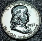 1957 PROOF Franklin Half Dollar 50C - Old Glory C&C Daily 1c Auction!
