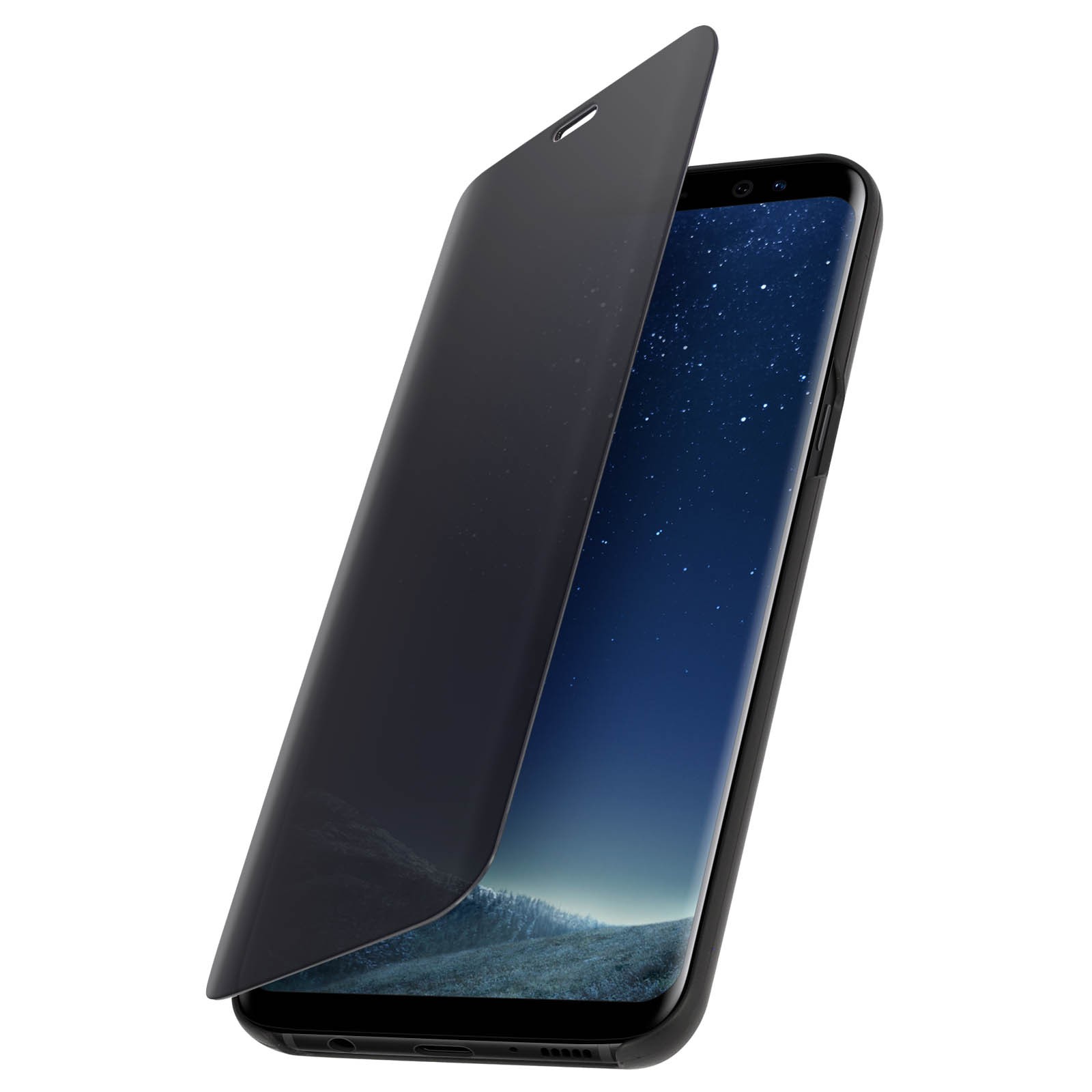 Coque à rabat miroir pour Galaxy S8 Plus argent avec support de visionnage intégré