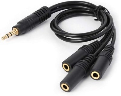 Black Headphone Splitter Cable 3.5mm 3 Way Splitter Adapter Aux Cable for Spe...