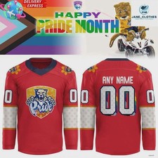 [Youth] Personalized 2025 Florida Panthers Pride Month Special Red Hockey Shirt