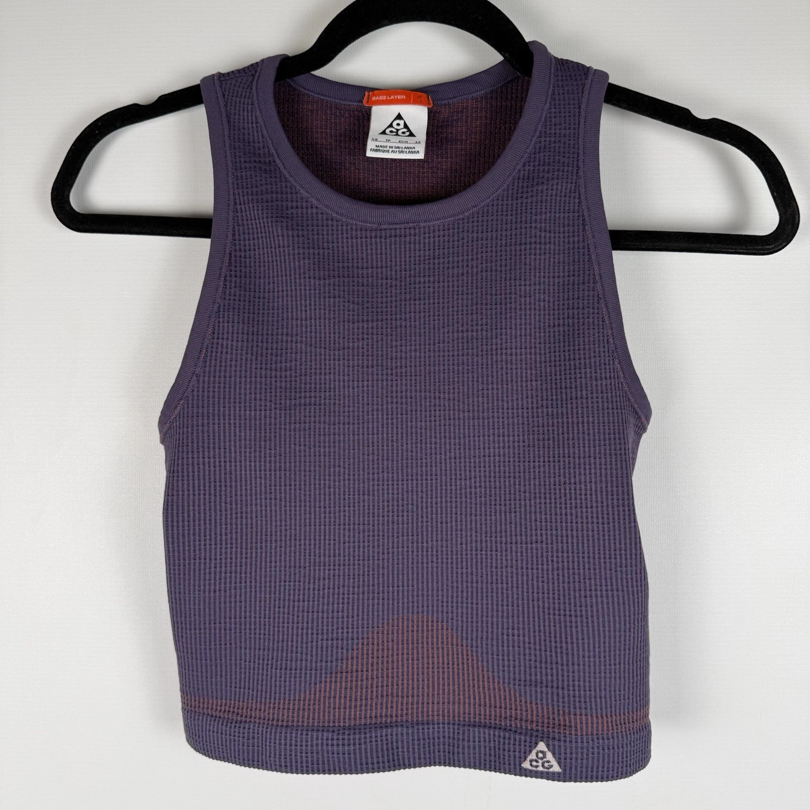 Nike ACG Crop Tank Top Purple Ribbed Base Layer XS Womens Athleisure