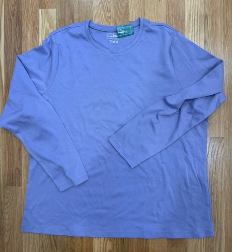 Women’s LL Bean Cotton Long Sleeve T Shirt Lilac Size 1X New With Tags