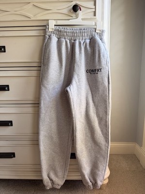 COMFRT Women s Gray Sweatpants Size S Elastic Waist Pockets Tapered Fit