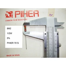 1 X VINTAGE PIHER RESISTOR. 1/2W 8M2 5% NEW ORIGINAL 1970s RC467