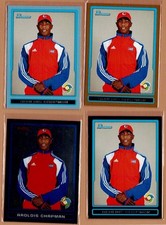 Aroldis Chapman 2009 Bowman 4 card lot, BCW24 Base, Gold, Blue, Chrome, Red Sox