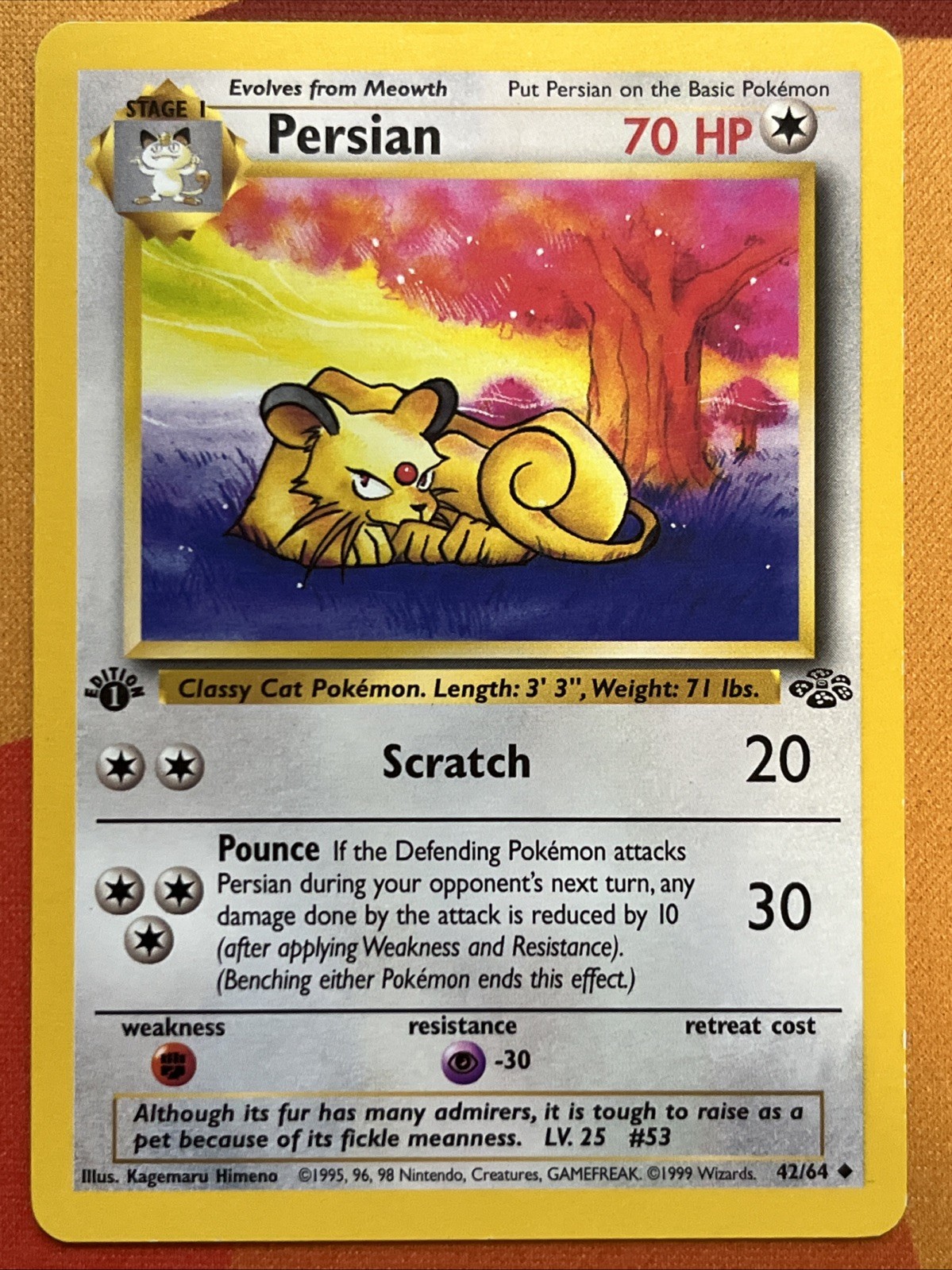 Pokemon Card - Persian - 1st Edition - UC (42/64) WOTC Jungle *LP*