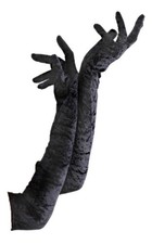 Rubie's Costume Long 20  Black Soft Velvet Gloves Vintage Cosplay Halloween New
