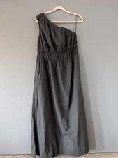 rails selani black One Shoulder Maxi Dress Ruched Woven Cotton Lyocell XL