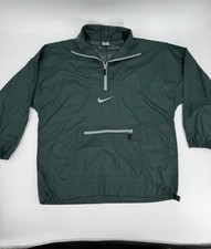 Vintage 90s Nike Air Swoosh Anorak Windbreaker Jacket Forest Green Men's Medium