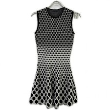 ALEXANDER McQUEEN 321142 Q1VNW Black Honeycomb Sleeveless Dress One Piece dr...