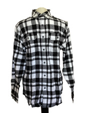 GEORGE Super Soft Black and White Plaid Long Sleeve Flannel Shirt Sz M 