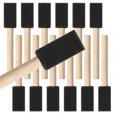 12PCS Foam Paint Brush Set 1 Inch Sponge Brushes Wood Handle for Staining Crafts