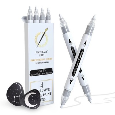 Pinturale Arts  Weiß Lackstift 4er Set Weiß Acrylmalstift Doppelspitze