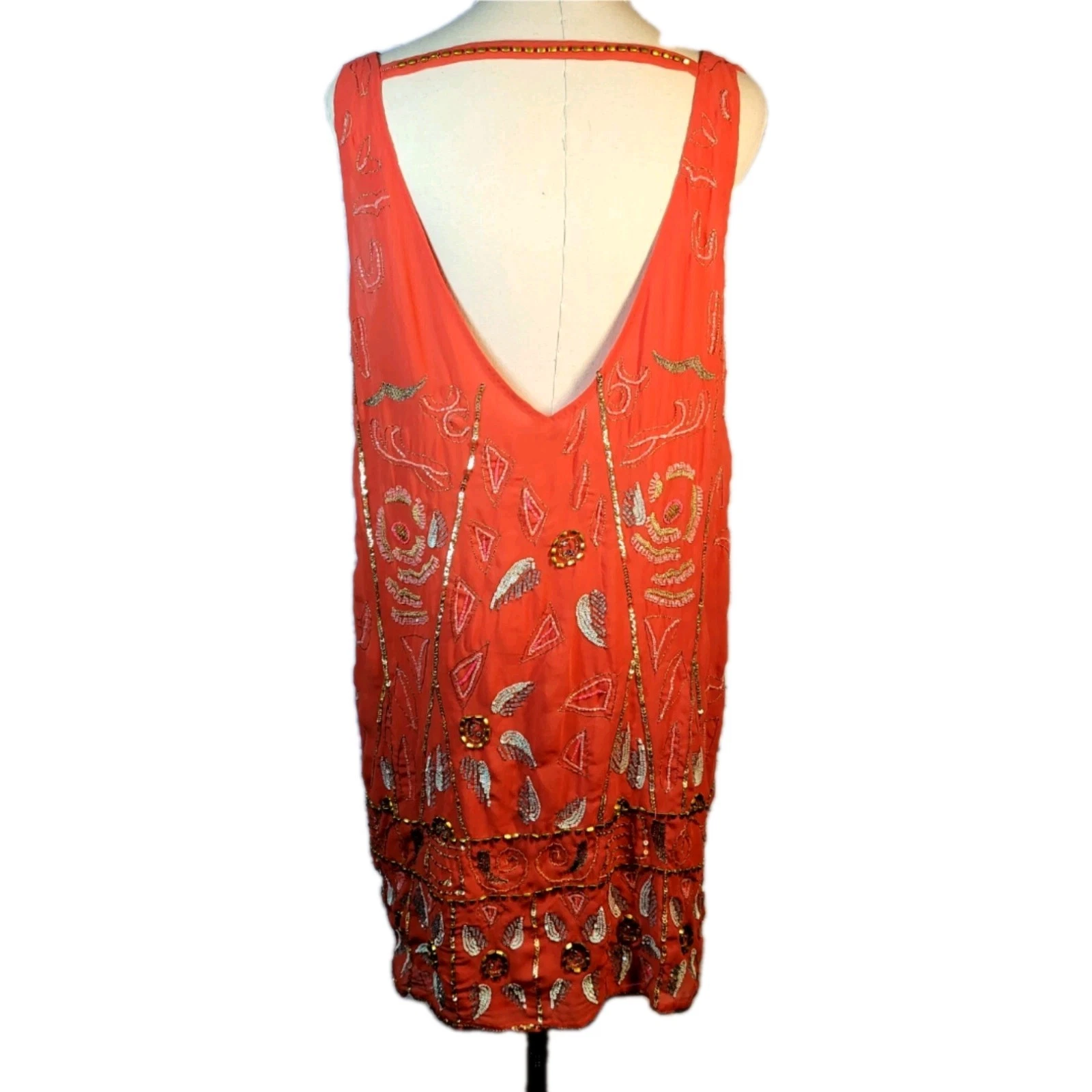 UNDERCOVER Abito Free People Secret Garden Shift taglia M perline paillettes chiffon femminile