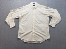 Towncraft Men Shirt 34 Beige Long Sleeve Button Up Collared Relaxed Fit Comfort