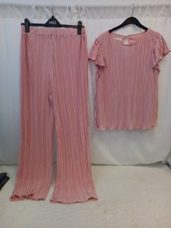 ❤️ Shein Teen Pink Pleated Top And Trousers Outfit Age 16 Years Bnwot