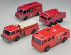 (4) LESNEY MATCHBOX MERRYWEATHER FIRE ENGINE LAND ROVER FOAMITE PUMPER TRUCK