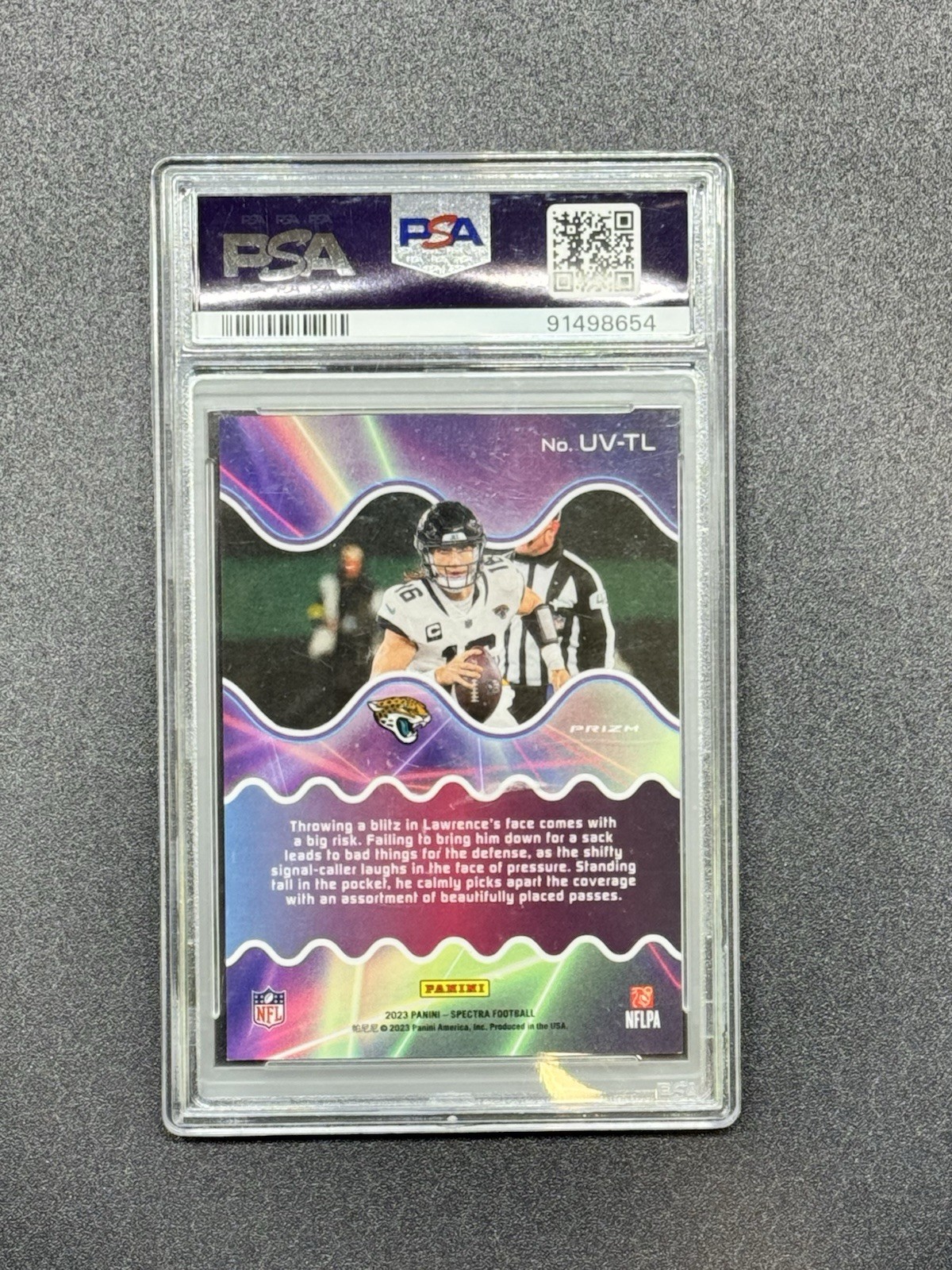 Panini 2023 Spectra Ultraviolet Trevor Lawrence Jaguars #UV-7 PSA 10 view 2