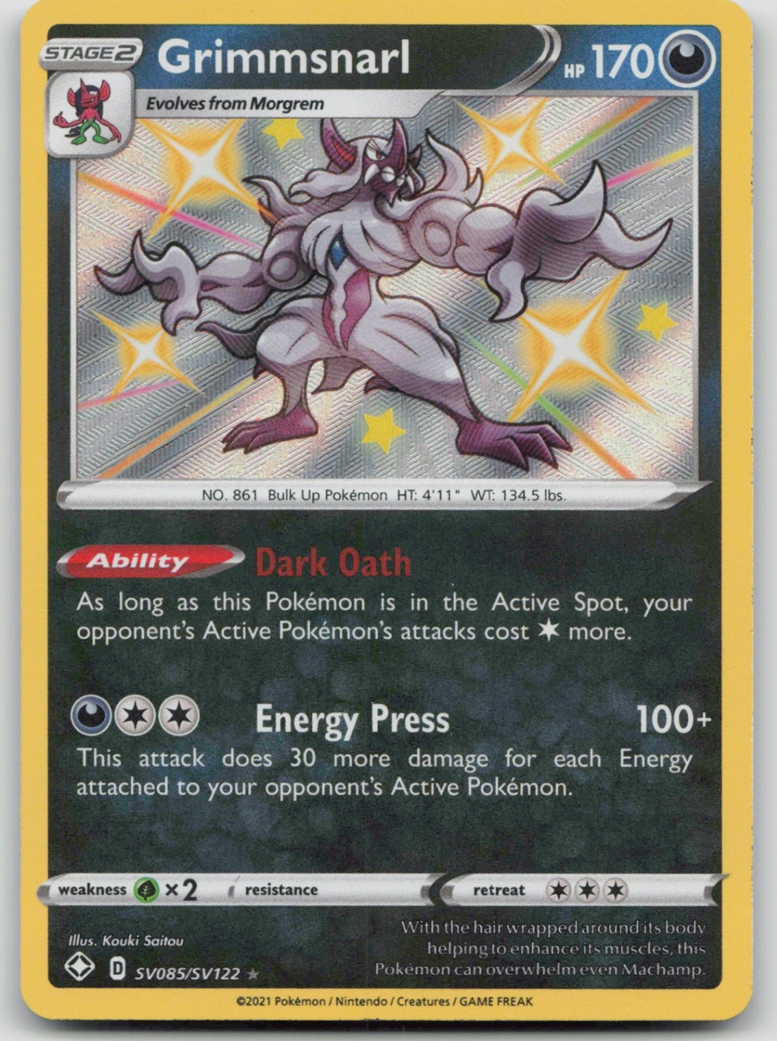 Grimmsnarl Shiny Holo Rare Shining Fates: Shiny Vault SV085/SV122 NM